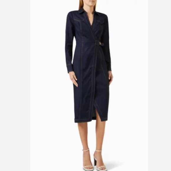 Veronica Beard, Arlington Denim Wrap Dress - Picture 2 of 9